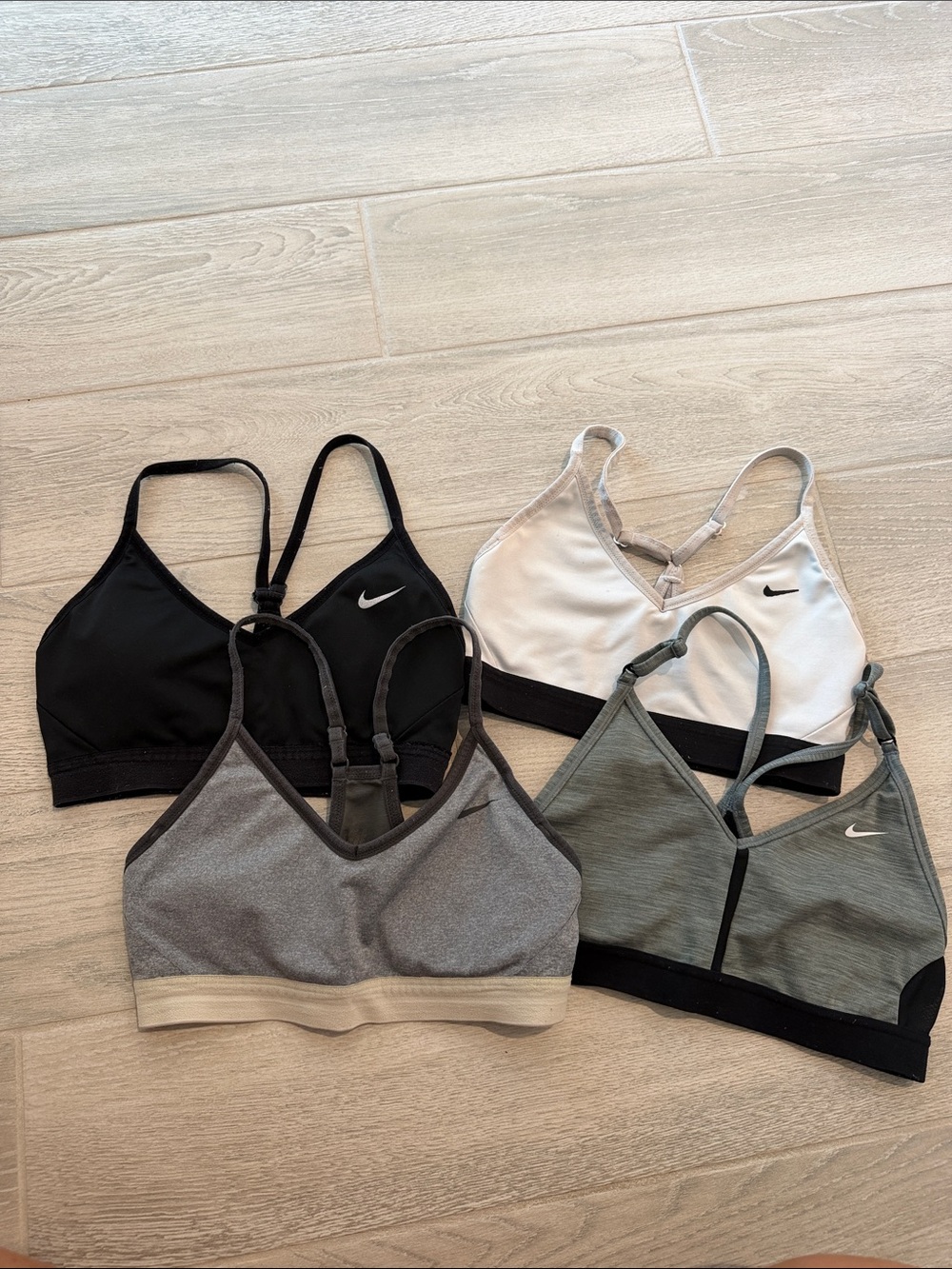 Nike Indy Women’s Sports Bra Set - Black, White, Gray, Gray